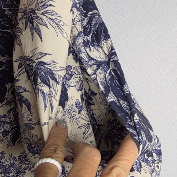 Tuckernuck Delaney Toile Print Dress Women XL Blue Cream Short Sleeve Pockets - Picture 9 of 13
